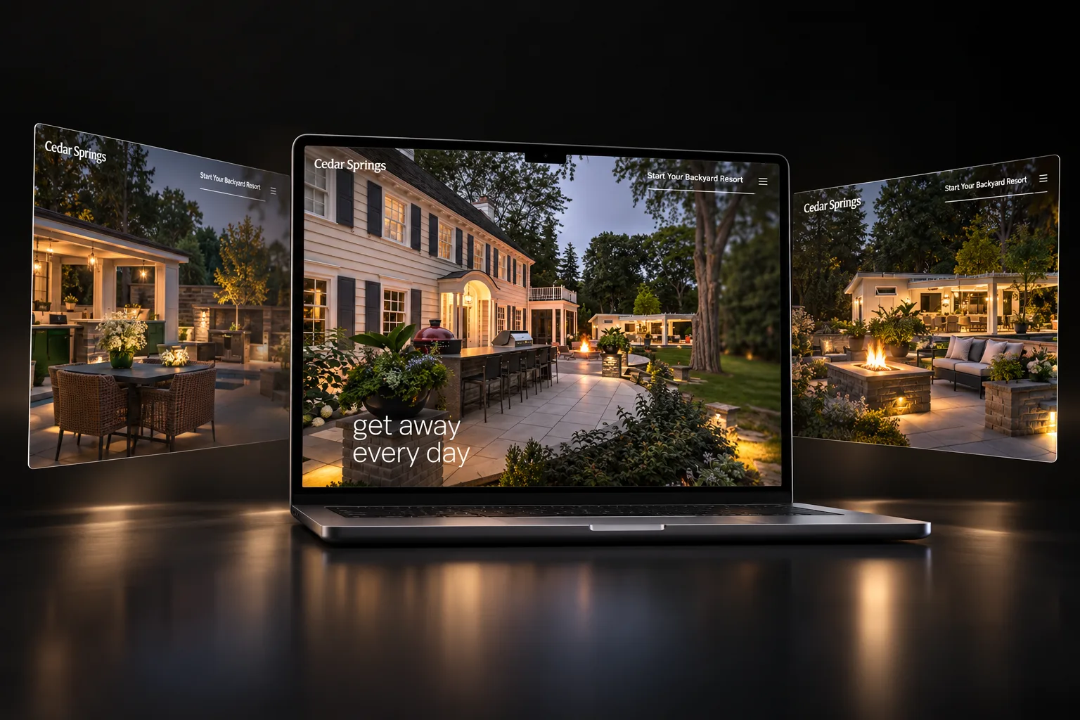 Cedar Springs Landscapes website shown in a hero case-study mockup