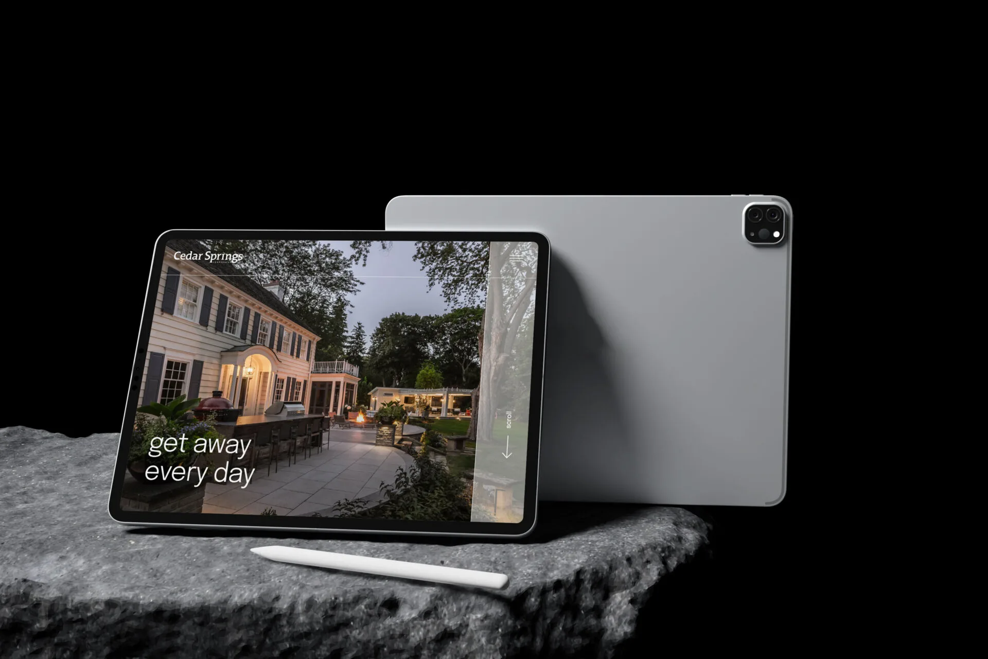Cedar Springs Landscapes website shown in a tablet case-study mockup