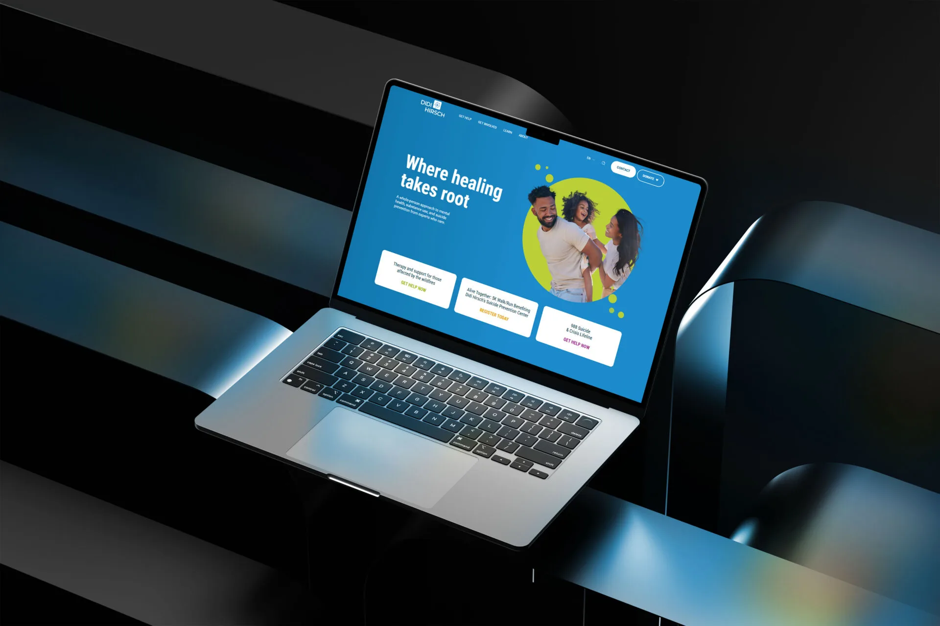 Didi Hirsch website shown in a laptop case-study mockup