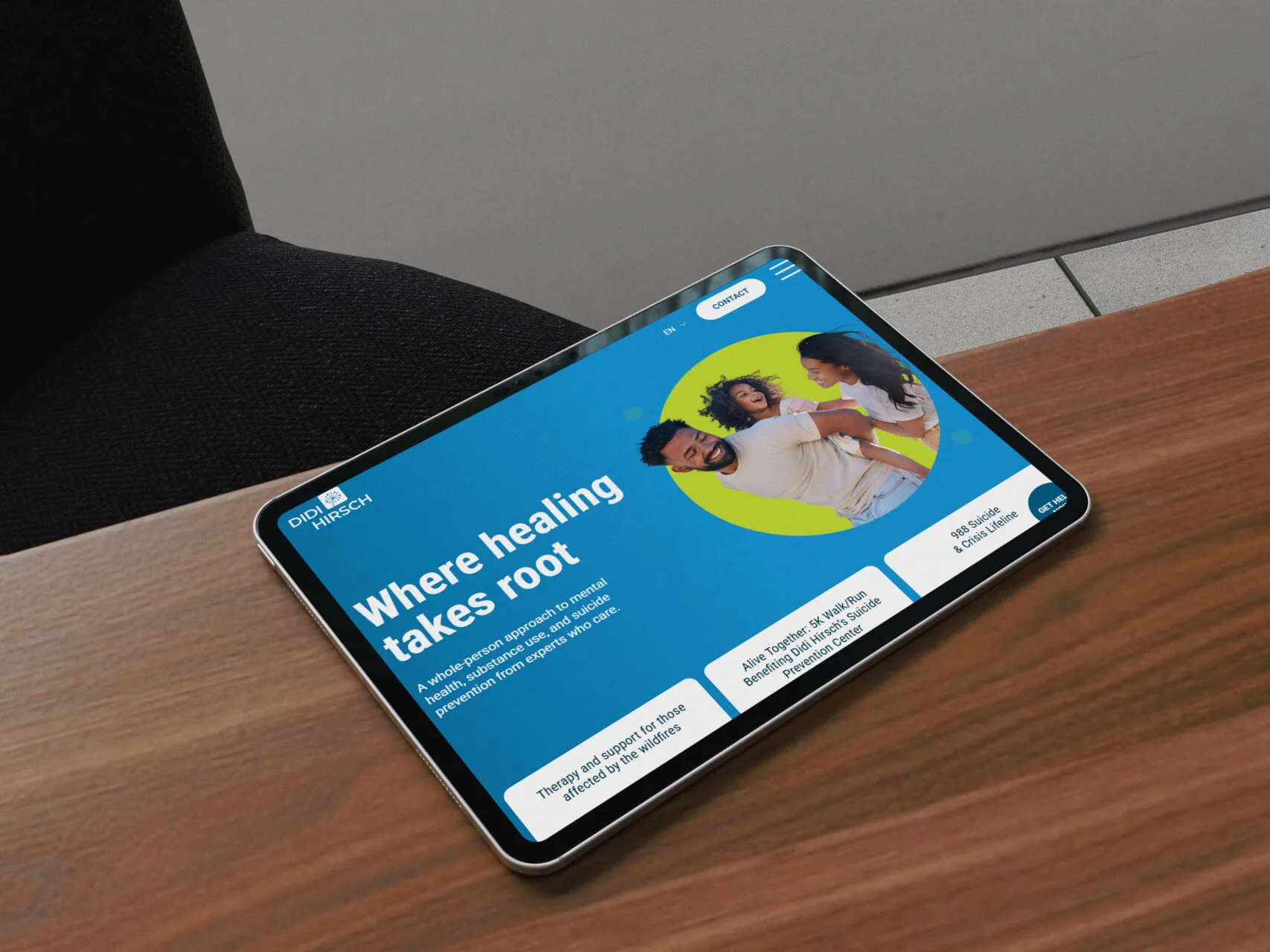 Didi Hirsch website shown in a tablet case-study mockup