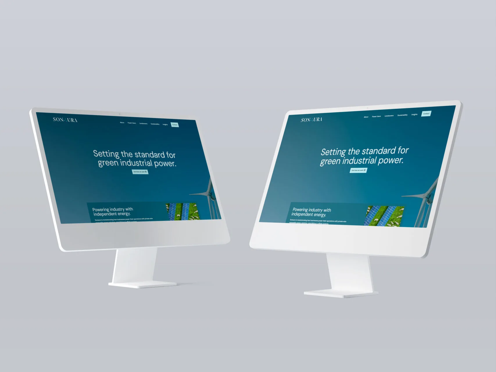 Sonaura Energy website shown in a desktop case-study mockup