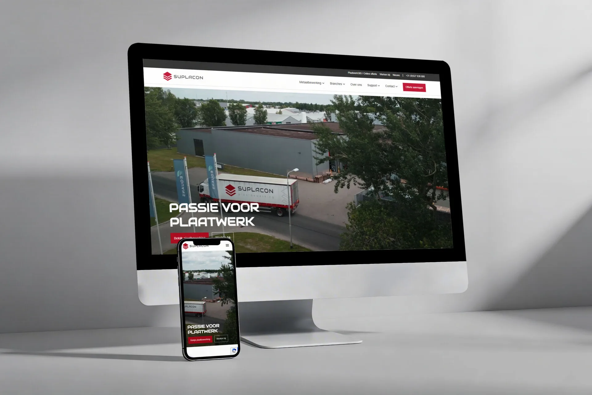 Suplacon website shown in a desktop case-study mockup