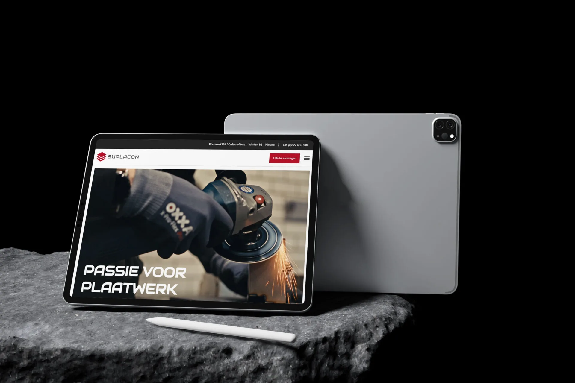 Suplacon website shown in a tablet case-study mockup